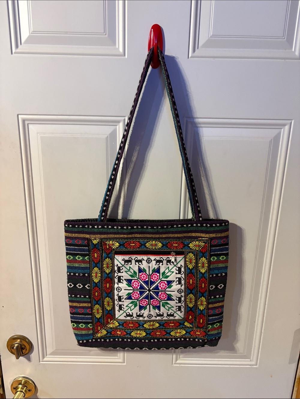 Wayan Natural Wear Embroidered Boho Tote Bag Colorful Woven Ethnic purse
